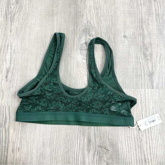 SMOOTHEZ Lace Plunging Neck Bralette Forest Green NWT size small - Picture 3 of 6